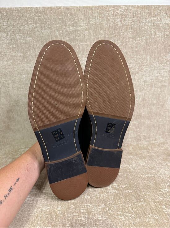 Aldo Men\'s Genuine Leather Slip-On Almond Toe Penny Loafer Shoes Black Size 13 main image 7